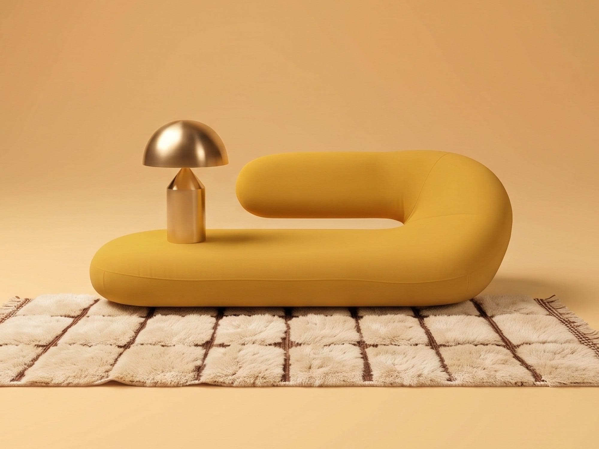 Chaiselongue und Bogenlampe in einem hellen Interior